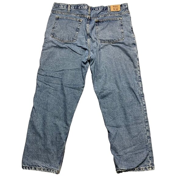 Full Blue Mens Jeans 40x30 Relaxed Fit Flannel Lined 100% Cotton Denim Straight - Picture 3 of 15